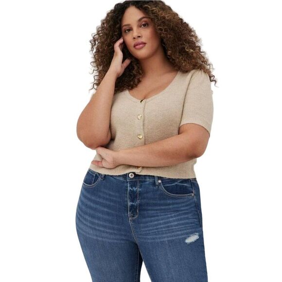 Torrid Vegan Cashmere Cardigan Button- Front Cropped Sweater Size 1X (14-16) NWT - Picture 2 of 16